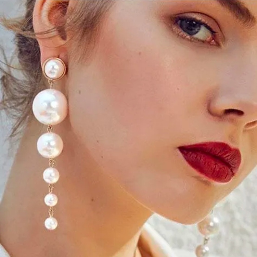 Pearl Ball Drop Earrings - Picture 3 of 5